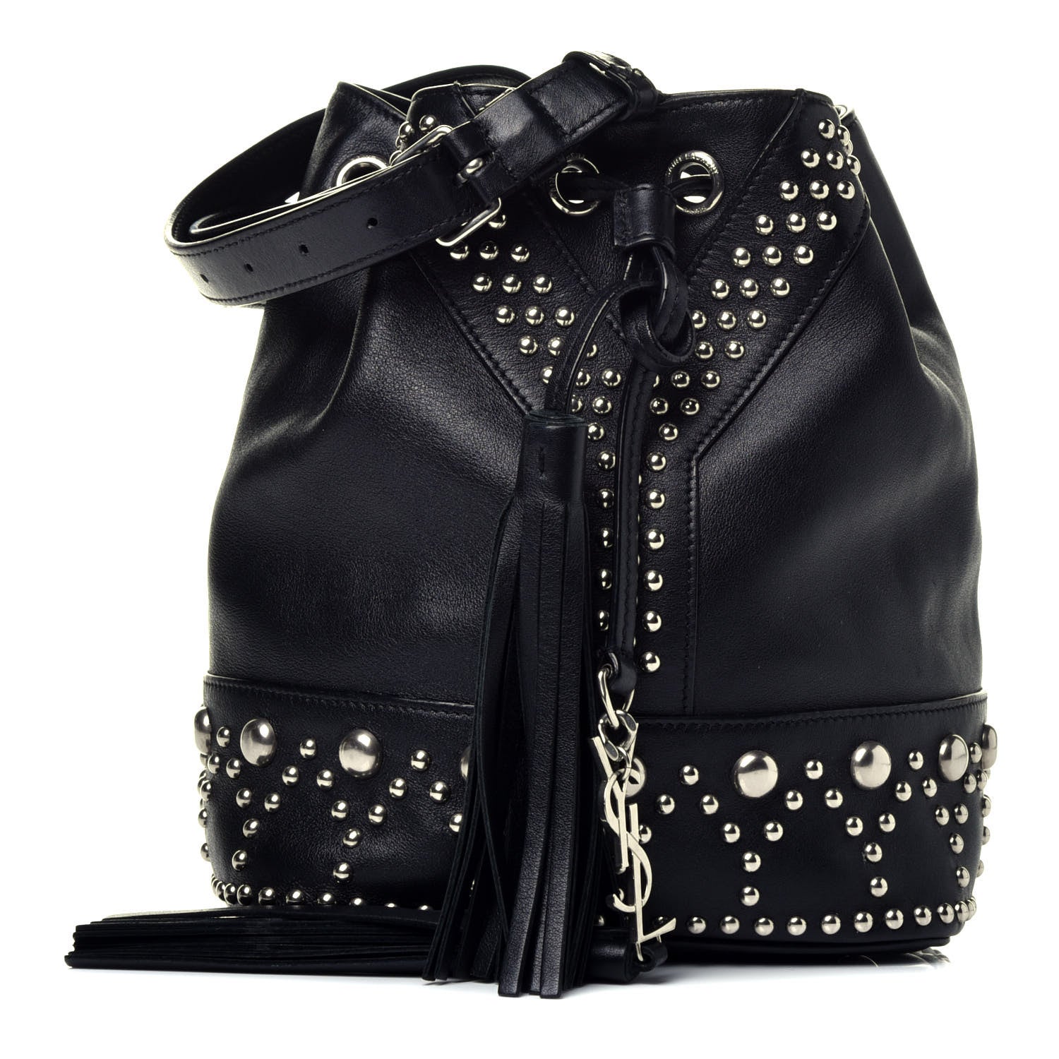 Saint Laurent Calfskin Small Y Studs Bucket Bag Black 1 of 9