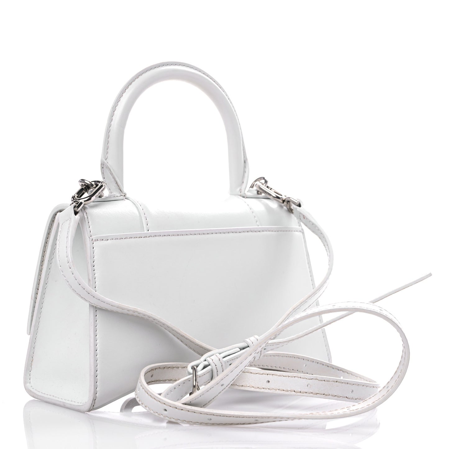 Box Calfskin Graffiti Logo Hourglass Top Handle Bag XS White Light Silver