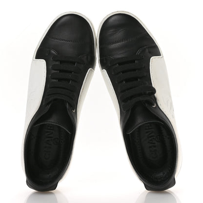 Chanel Calfskin Womens CC Sneakers 36 Black White 2 of 9
