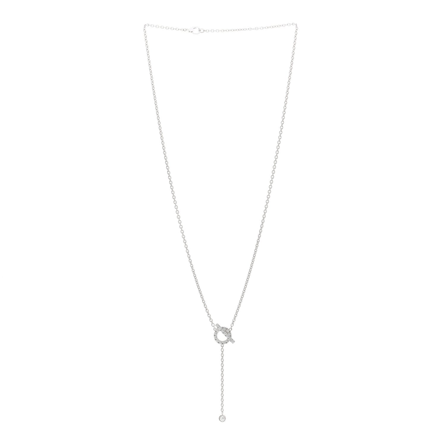 Hermes 18K White Gold Diamond Finesse Lariat Necklace 3 of 5