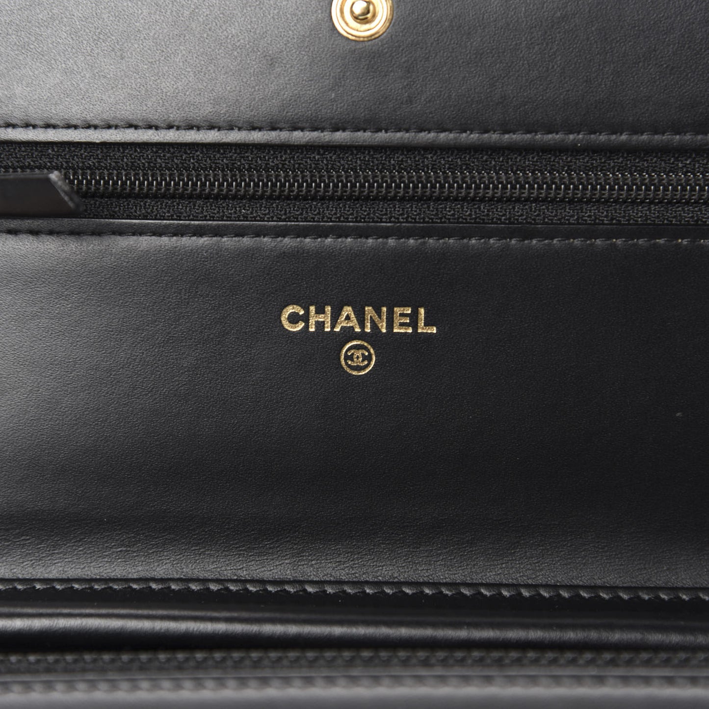 Patent Calfskin Quilted Boy Wallet On Chain WOC Black