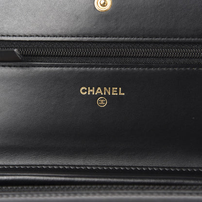 Chanel Patent Calfskin Quilted Boy Wallet On Chain WOC Black 8 of 12