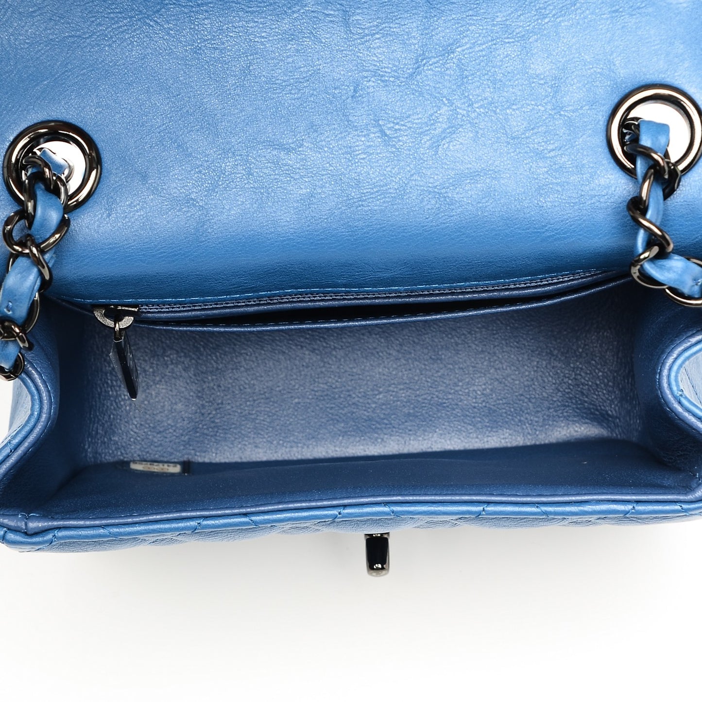 Calfskin Quilted Mini Square Flap Blue