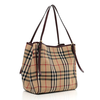 Burberry House Check Small Canterbury Tote Military Burgundy 3 of 11
