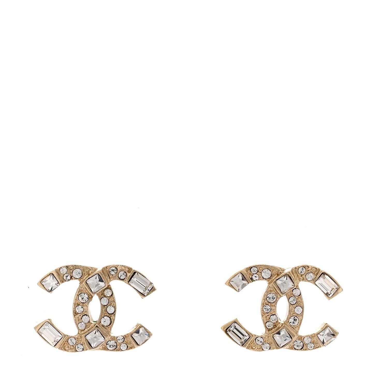Crystal Baguette CC Earrings Gold