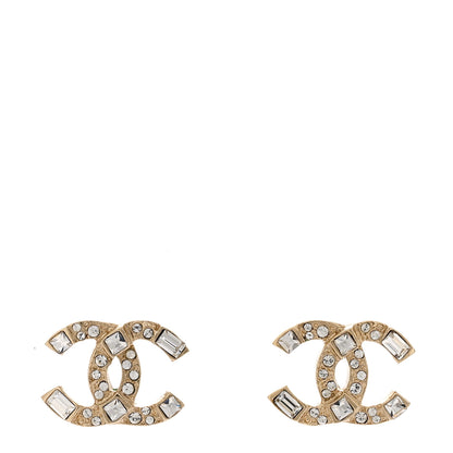 Chanel Crystal Baguette CC Earrings Gold 1 of 3