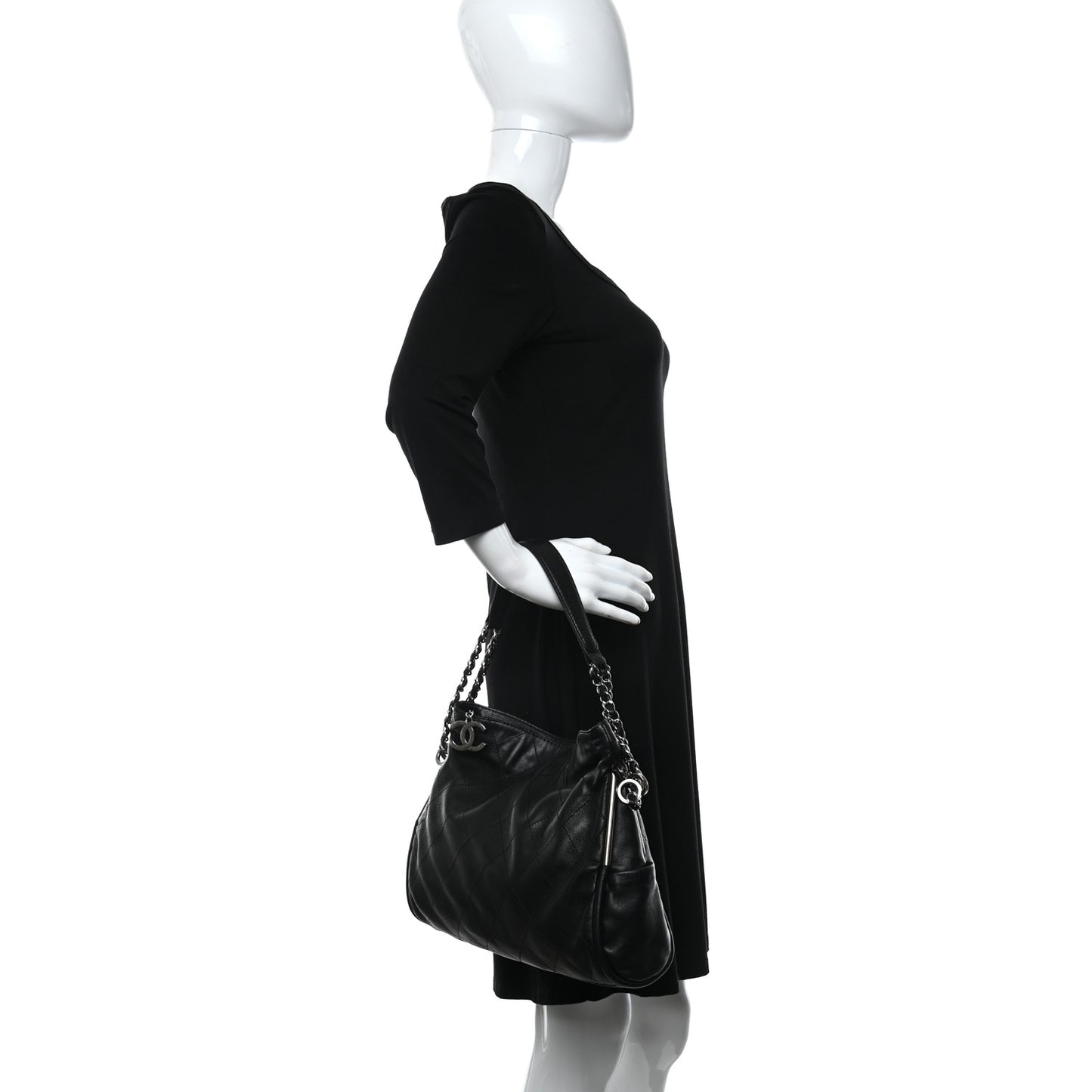 Lambskin Stitched Medium Ultimate Soft Tote Black