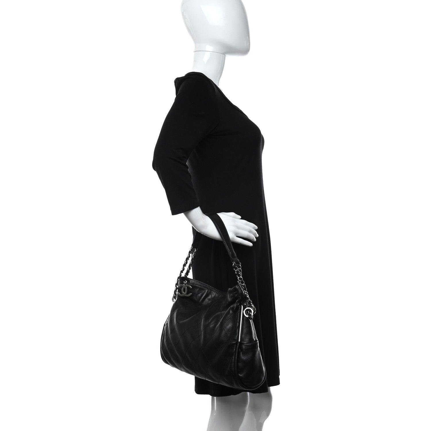 Chanel Lambskin Stitched Medium Ultimate Soft Tote Black 2 of 10