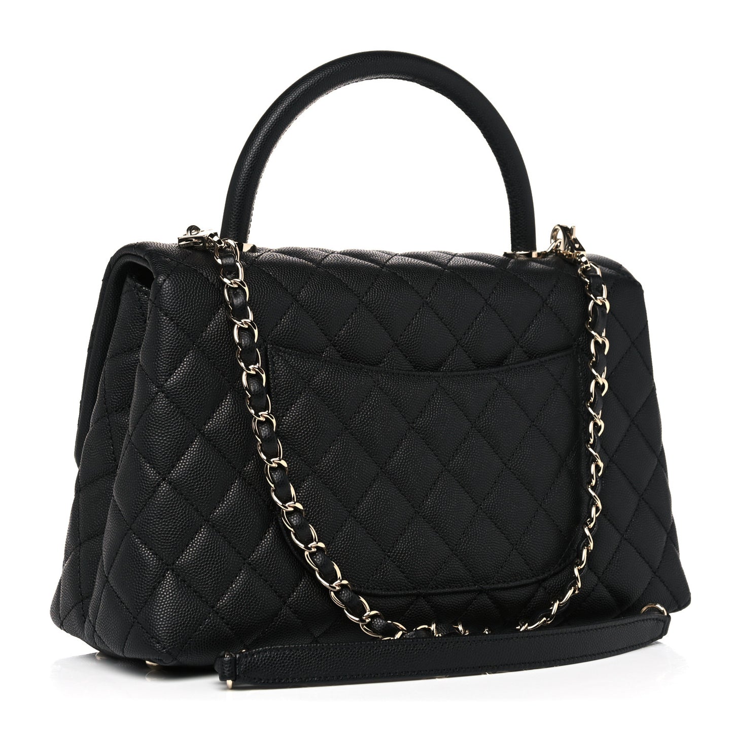 Caviar Quilted Small Coco Handle Flap Black