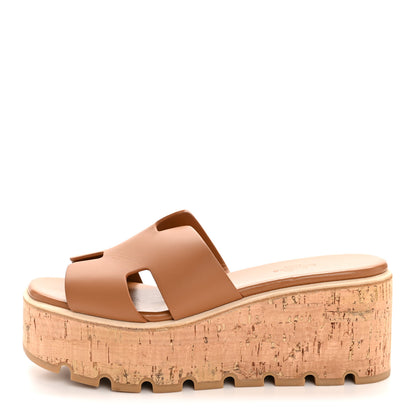 Hermes Calfskin Cork Eze 30 Sandals 38 Naturel 1 of 9