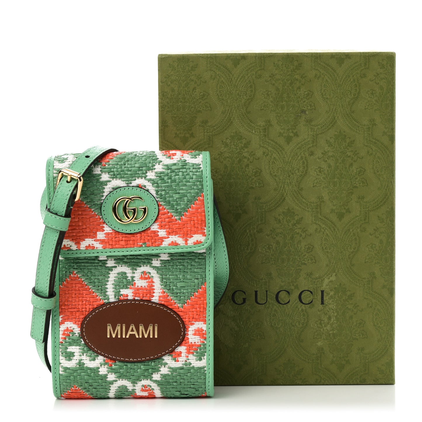 Straw Textured Dollar Calfskin Miami Mini Crossbody Deep Orange New Shamarock Off White Peanut Brown