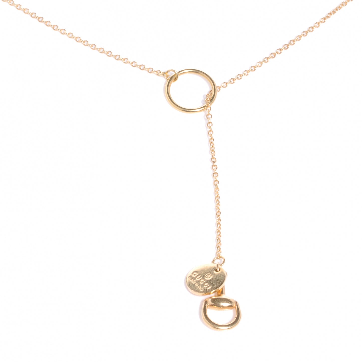 18K Rose Gold Horsebit Lariat Necklace