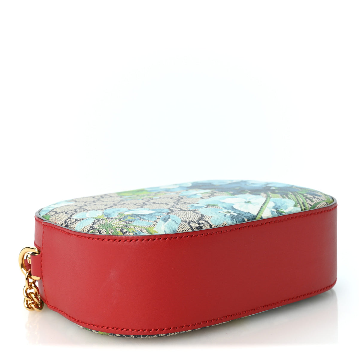 Gucci GG Supreme Monogram Blooms Mini Chain Shoulder Bag Beige Blue Navy Hibiscus Red 4 of 10