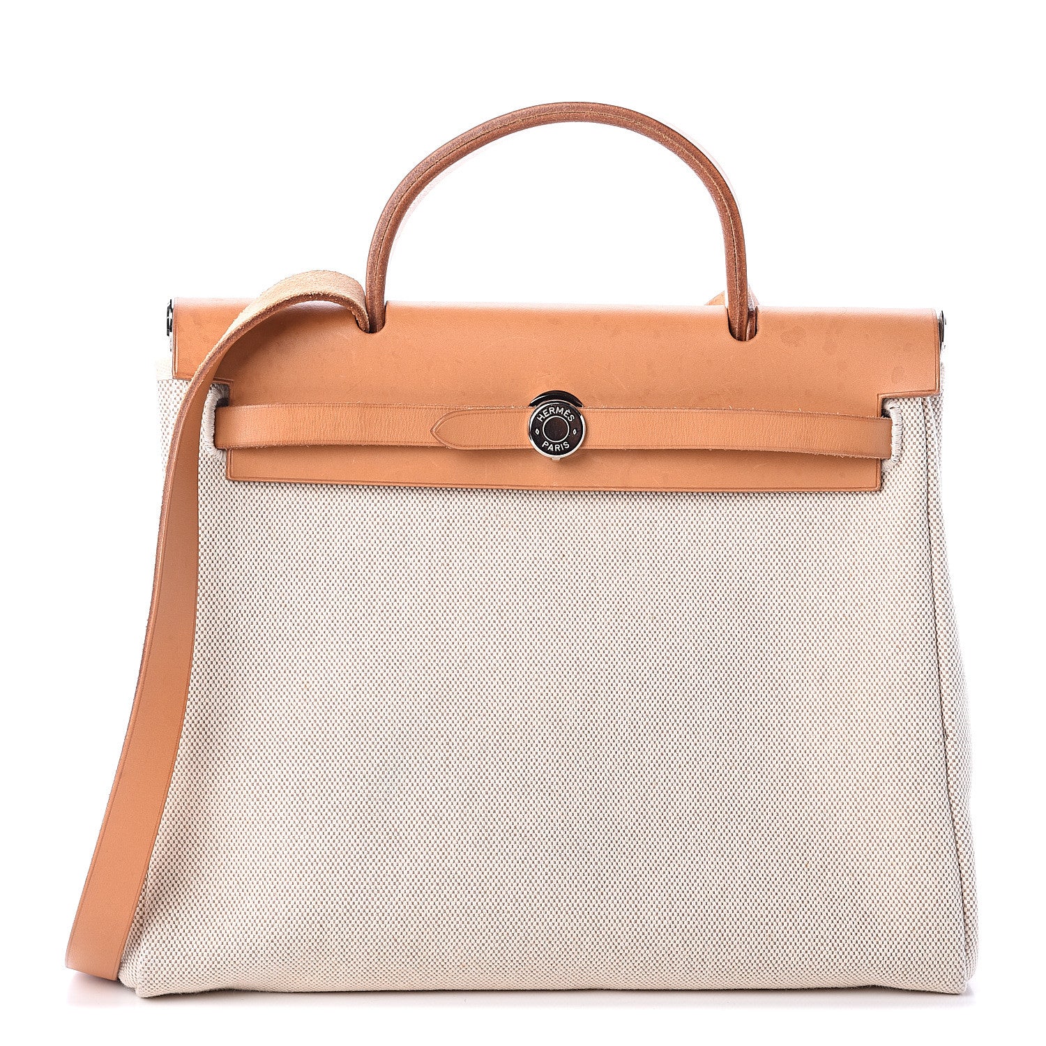 Hermes Toile Vache Calfskin Herbag 30 PM Natural 1 of 8