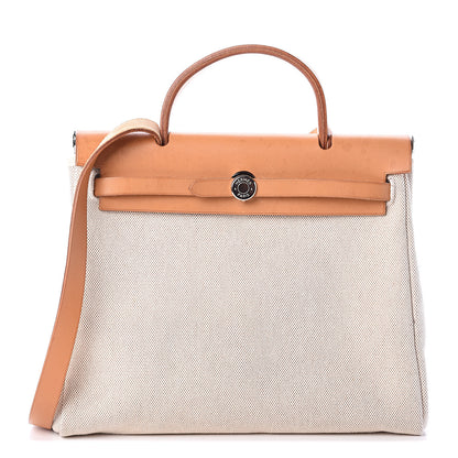 Hermes Toile Vache Calfskin Herbag 30 PM Natural 1 of 8