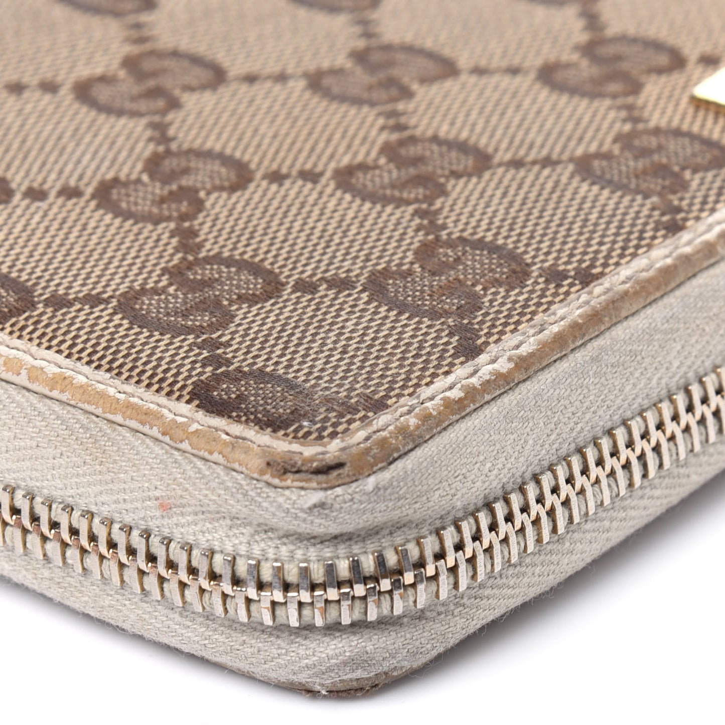 Monogram Metal Bar Zip Around Wallet Beige Ebony Off White