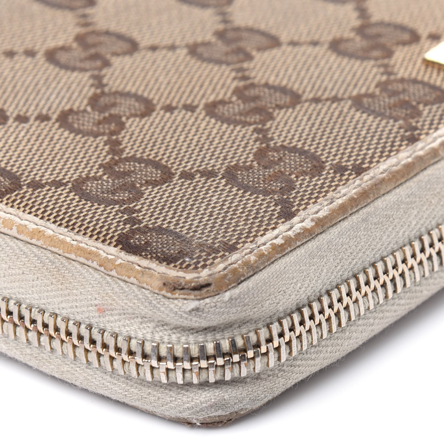 Gucci Monogram Metal Bar Zip Around Wallet Beige Ebony Off White 32 of 35