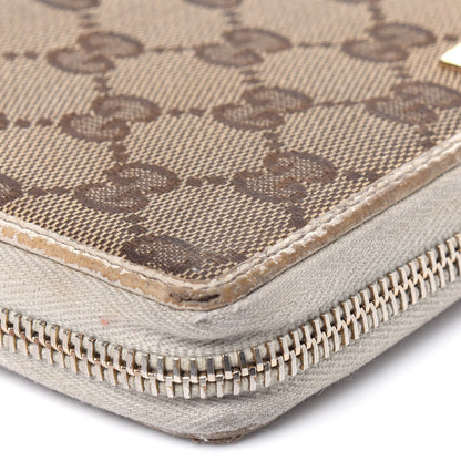 Gucci Monogram Metal Bar Zip Around Wallet Beige Ebony Off White 32 of 35