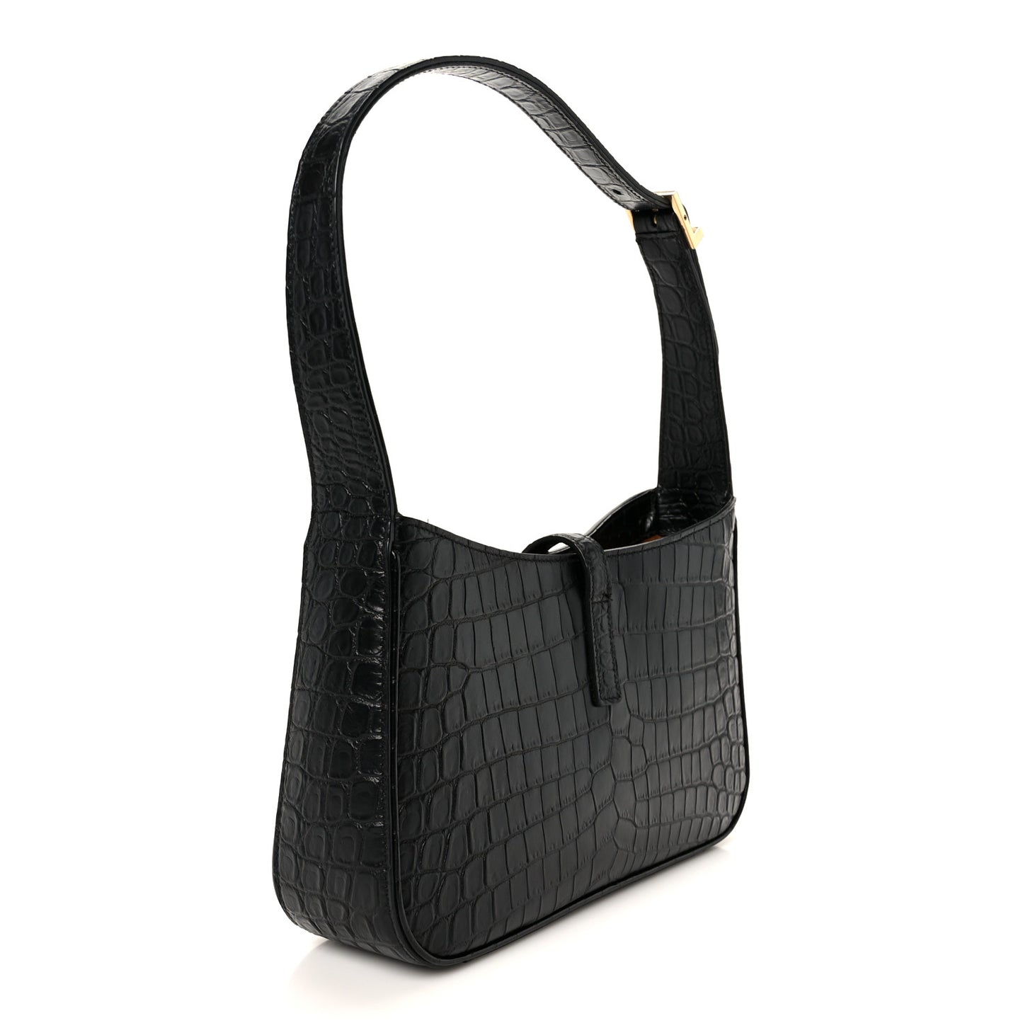 Calfskin Crocodile Embossed Le 5 A 7 Hobo Black