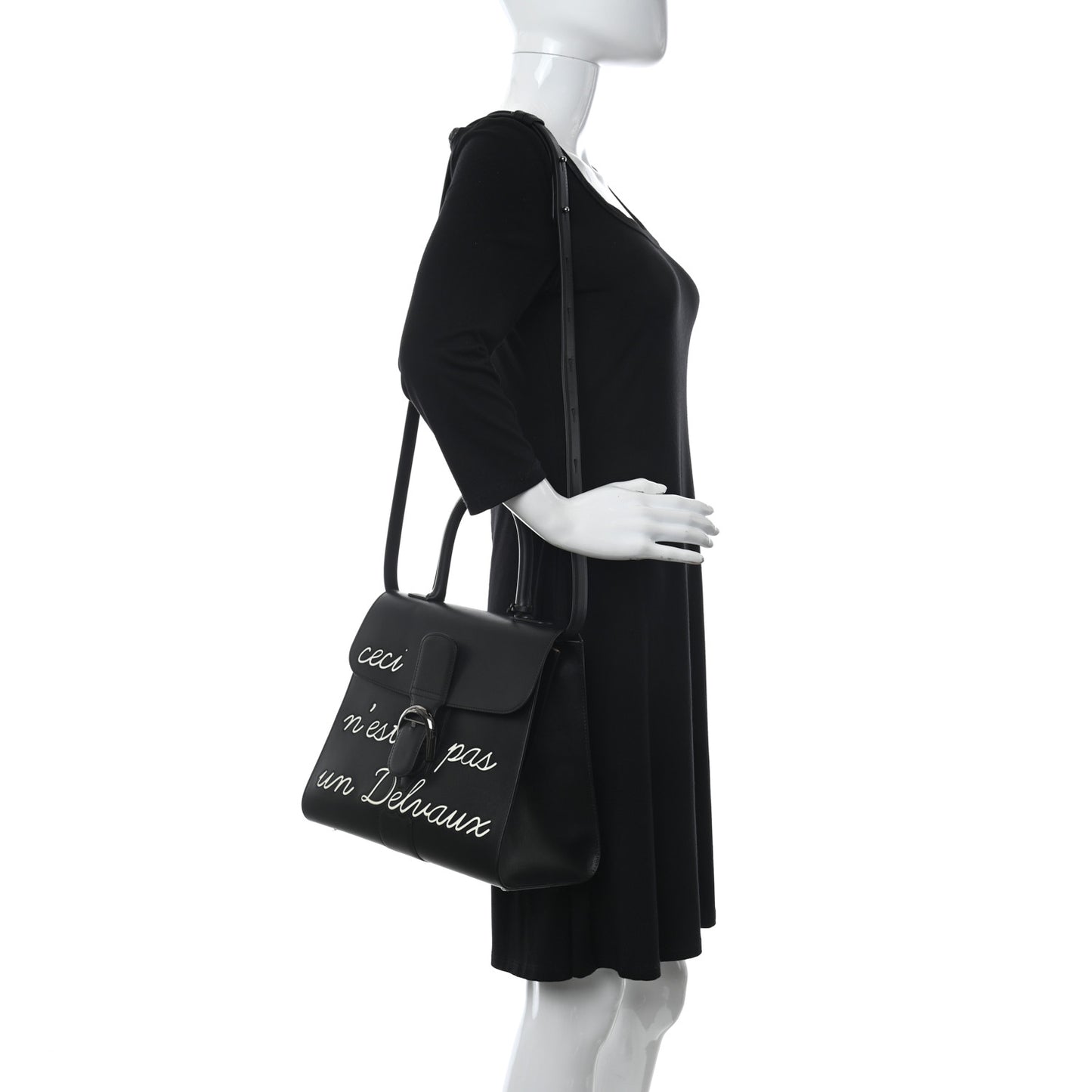 Calfskin MM L'Humour Brillant Satchel Black