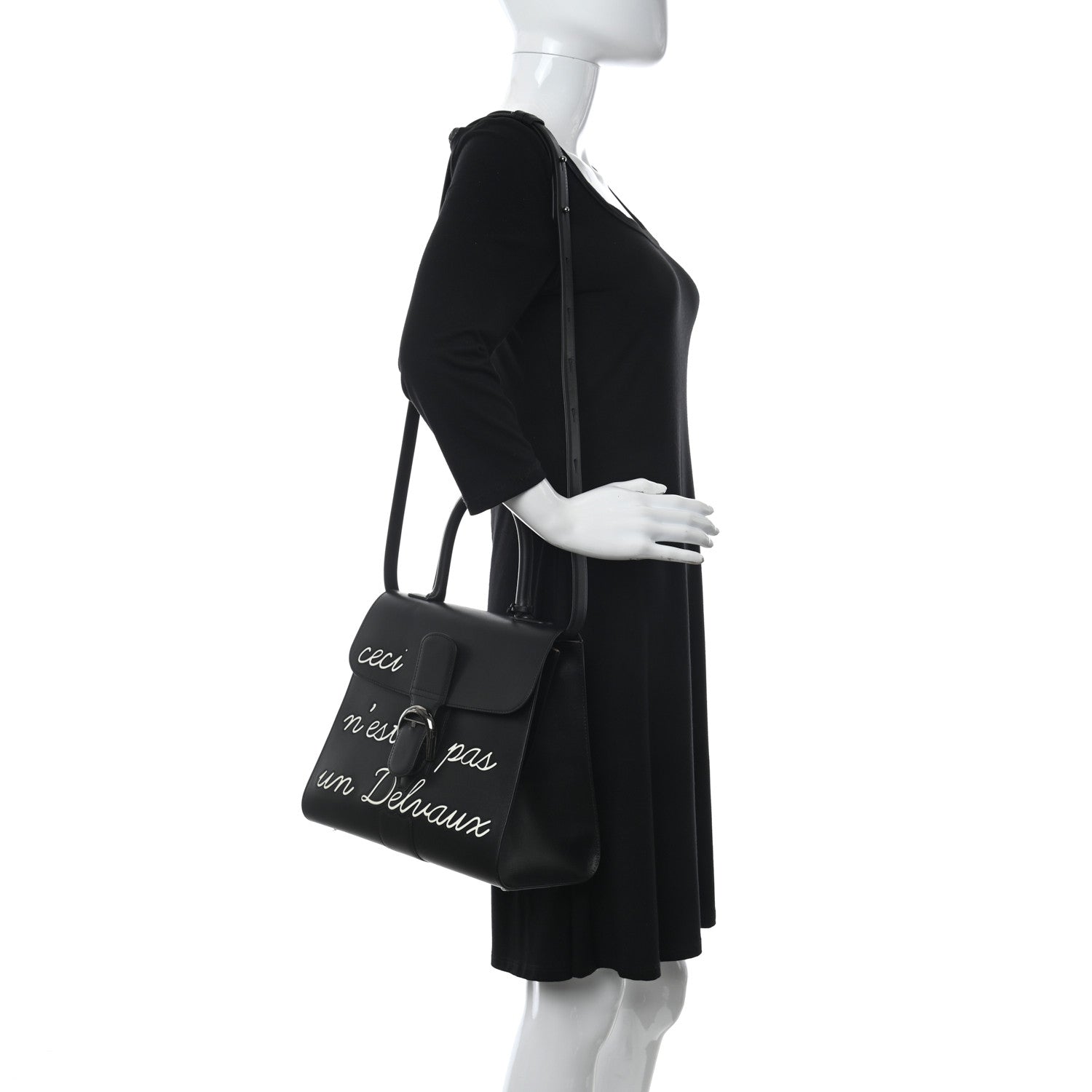 Delvaux Calfskin MM L'Humour Brillant Satchel Black 2 of 13
