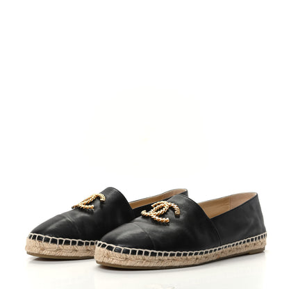 Chanel Calfskin Chain CC Espadrilles 38 Black 3 of 8
