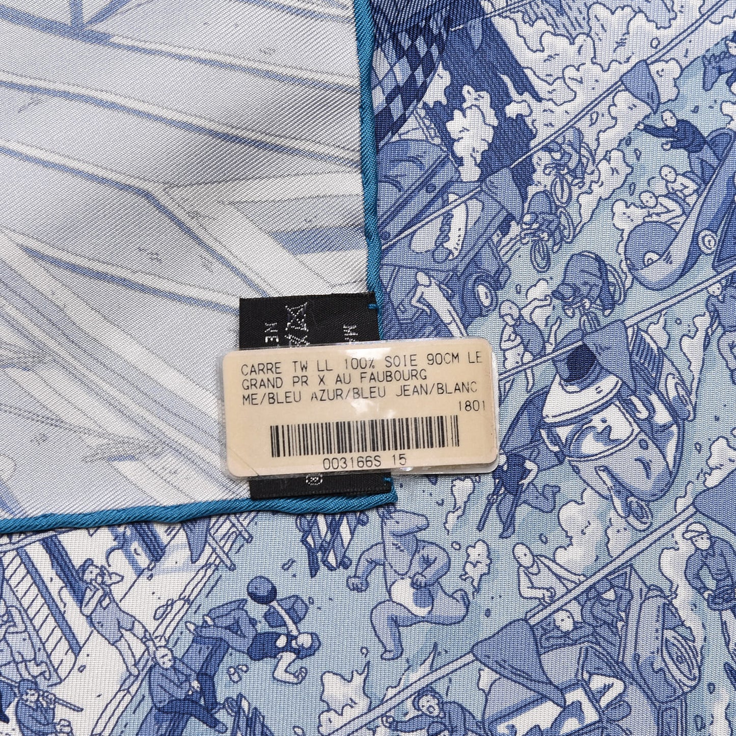 Silk Le Grand Prix du Faubourg Scarf 90 Bleu Azur Bleu Jean White