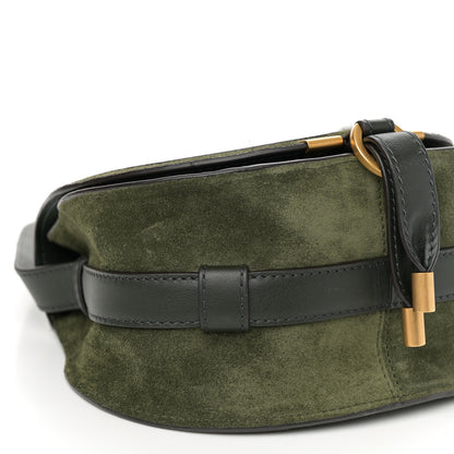 Chloe Suede Small Marcie Saddle Bag Night Forest 9 of 10