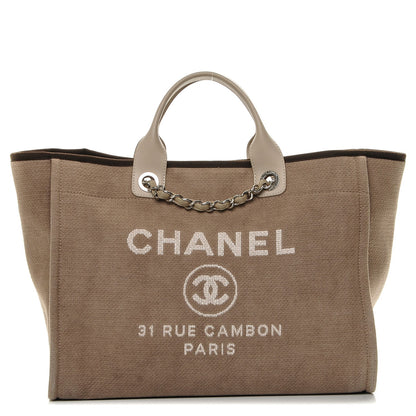 Chanel Canvas Large Deauville Tote Brown 1 of 7