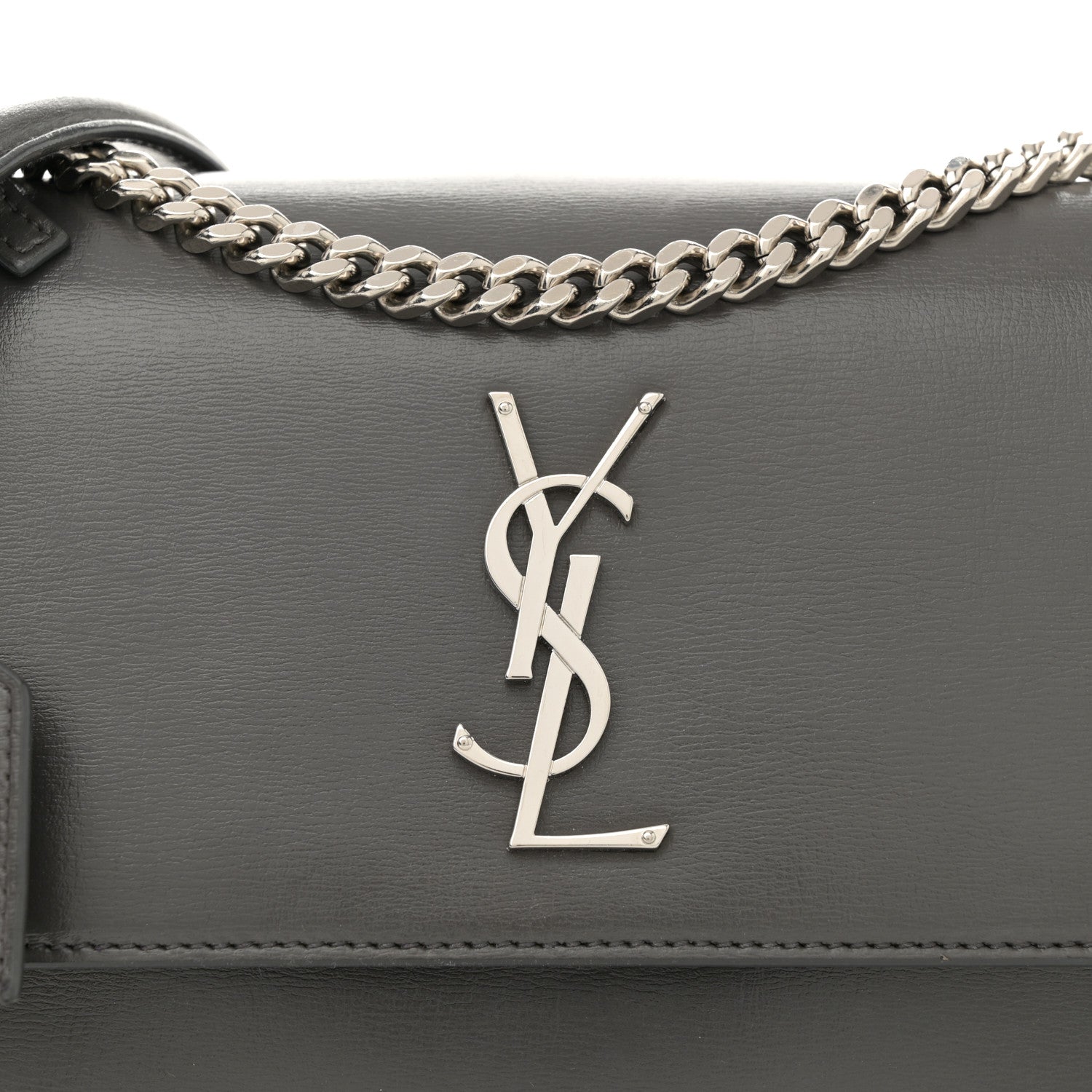 Saint Laurent Smooth Calfskin Medium Monogram Sunset Satchel Asphalt 9 of 13