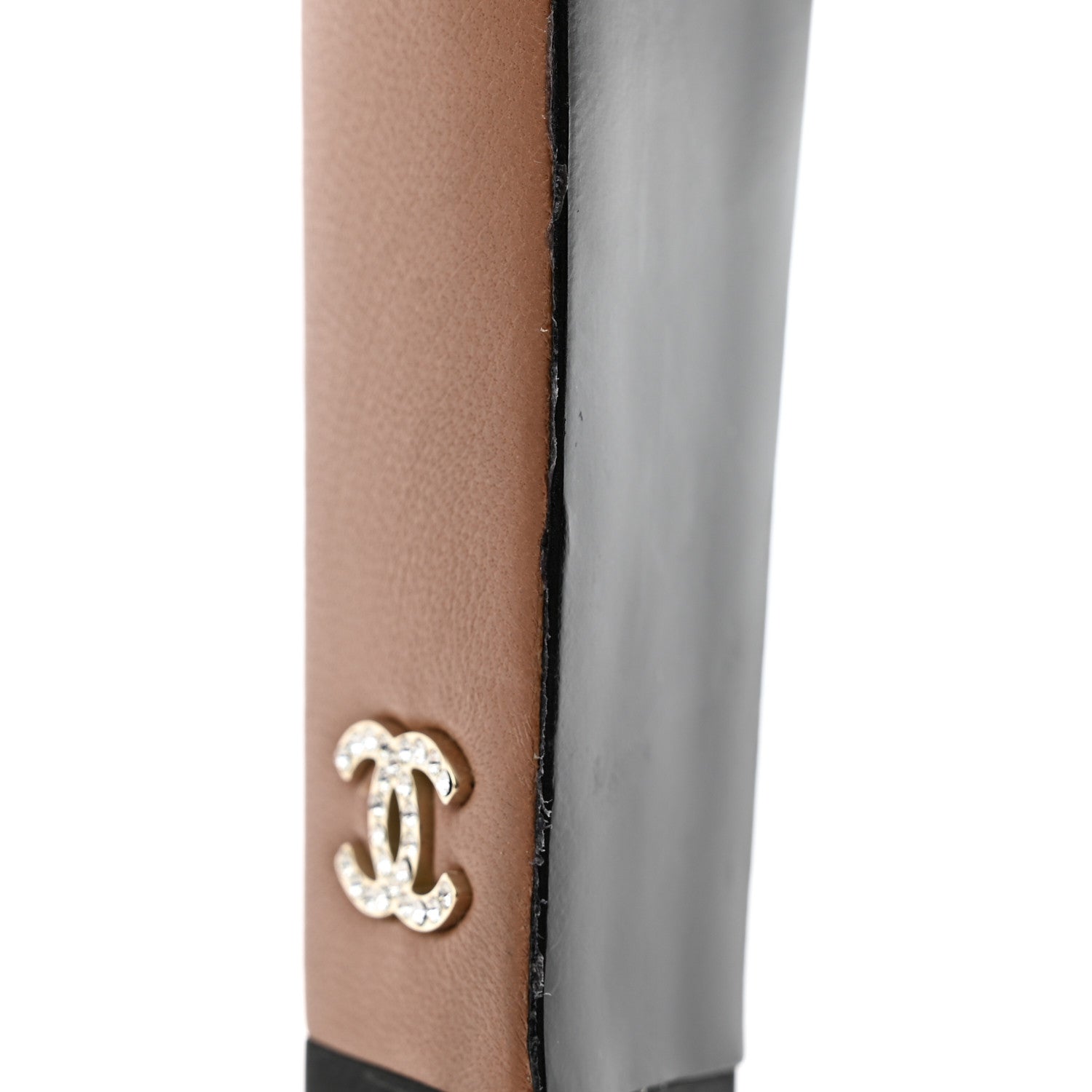 Chanel Lambskin Crystal CC Platform Sandals 38 Light Brown 13 of 14