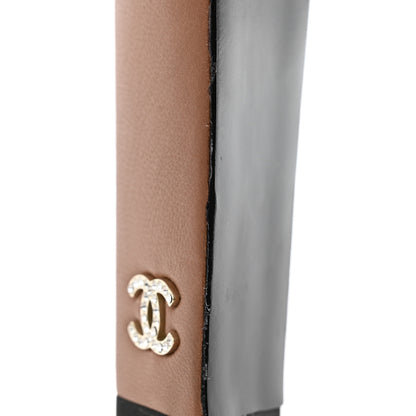 Chanel Lambskin Crystal CC Platform Sandals 38 Light Brown 13 of 14
