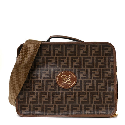 Fendi Glazed Fabric FF 1974 Karligraphy Small Travel Bag Mogano Panna 1 of 8