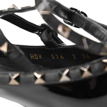 Valentino Garavani Patent Nappa Rockstud Cage Ballerina Flats 36 Black 7 of 8