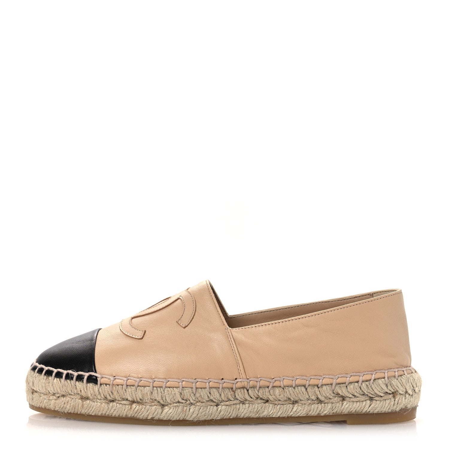 Chanel Lambskin CC Espadrilles 36 Beige Black 1 of 11