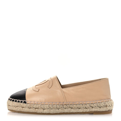 Chanel Lambskin CC Espadrilles 36 Beige Black 1 of 11