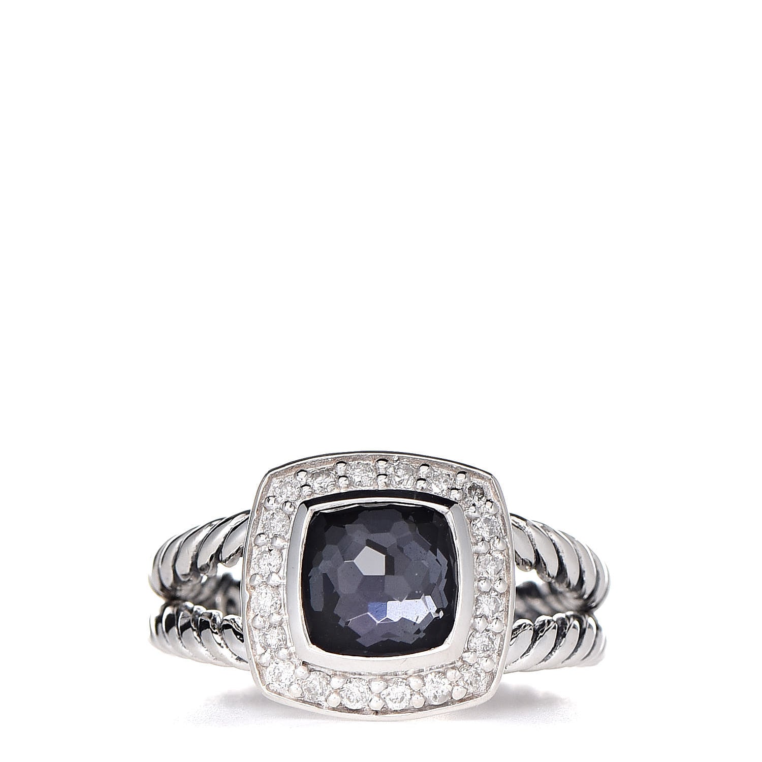 David Yurman Sterling Silver Diamond Black Orchid 7mm Petite Albion Ring 50 5.25 1 of 5