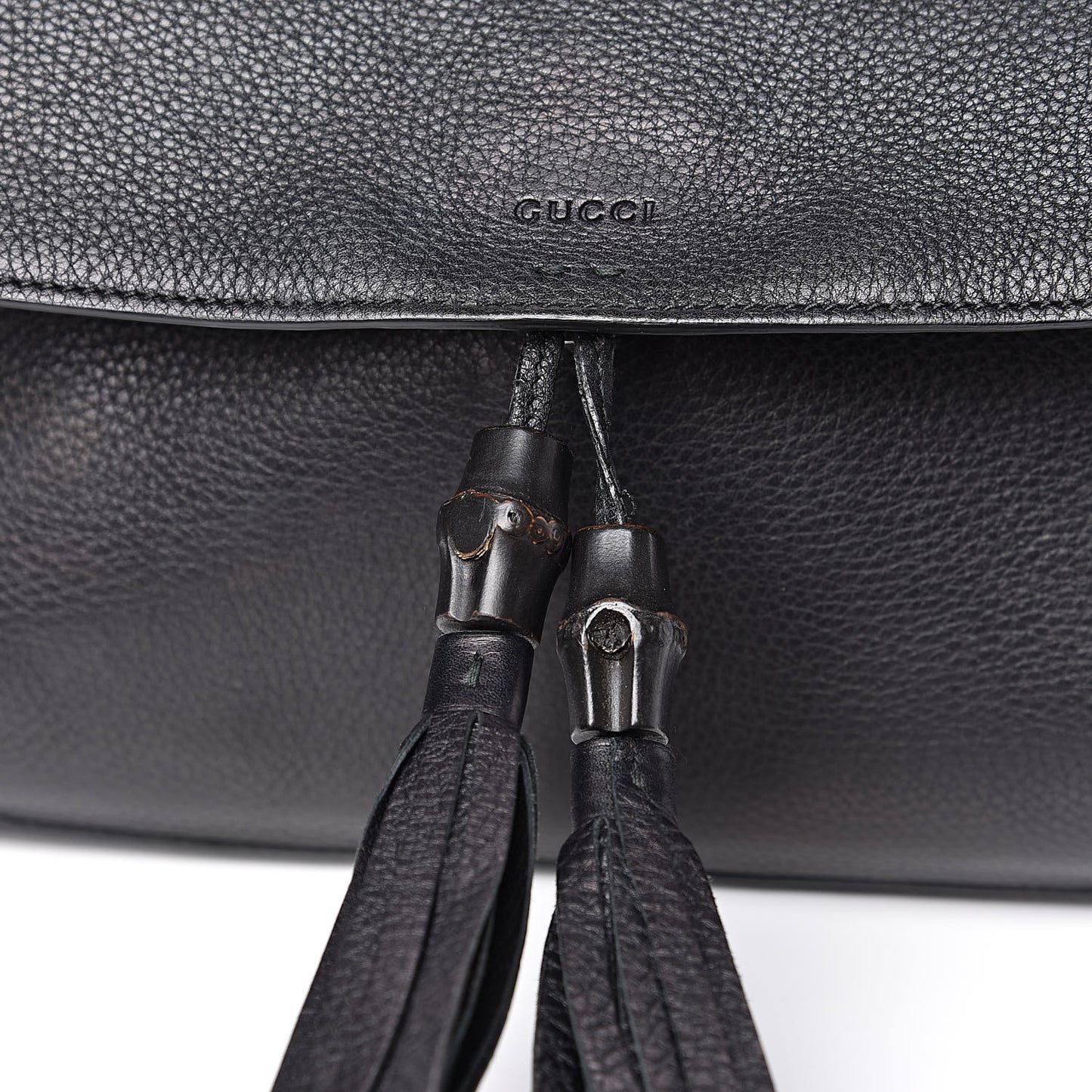 Pebbled Calfskin Medium Bamboo Daily Flap Shoulder Bag Black