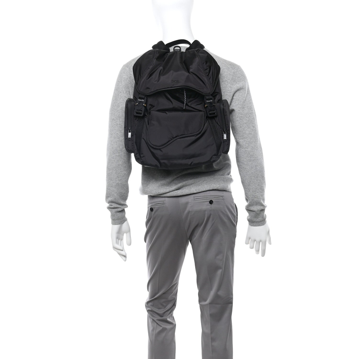 Christian Dior Nylon Saddle Backpack Black 2 of 10