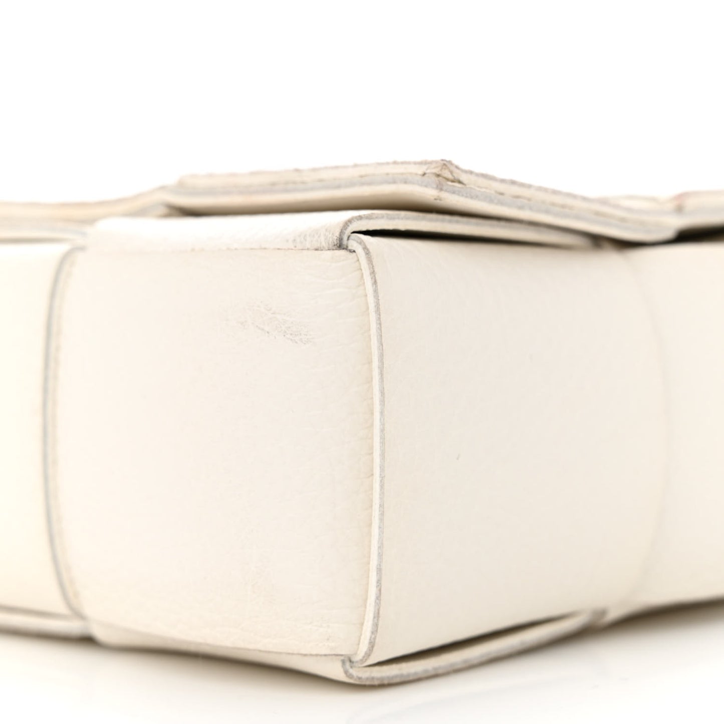 Grained Calfskin Maxi Intrecciato Cassette Crossbody Bag White