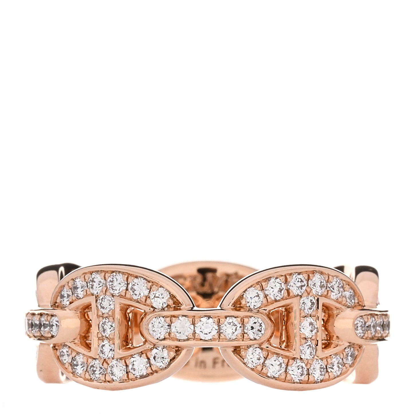 18K Rose Gold Diamond PM d'Ancre Enchainee Ring 50 5.25