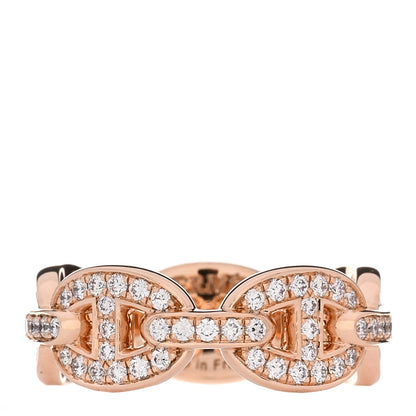 Hermes 18K Rose Gold Diamond PM d'Ancre Enchainee Ring 50 5.25 1 of 5