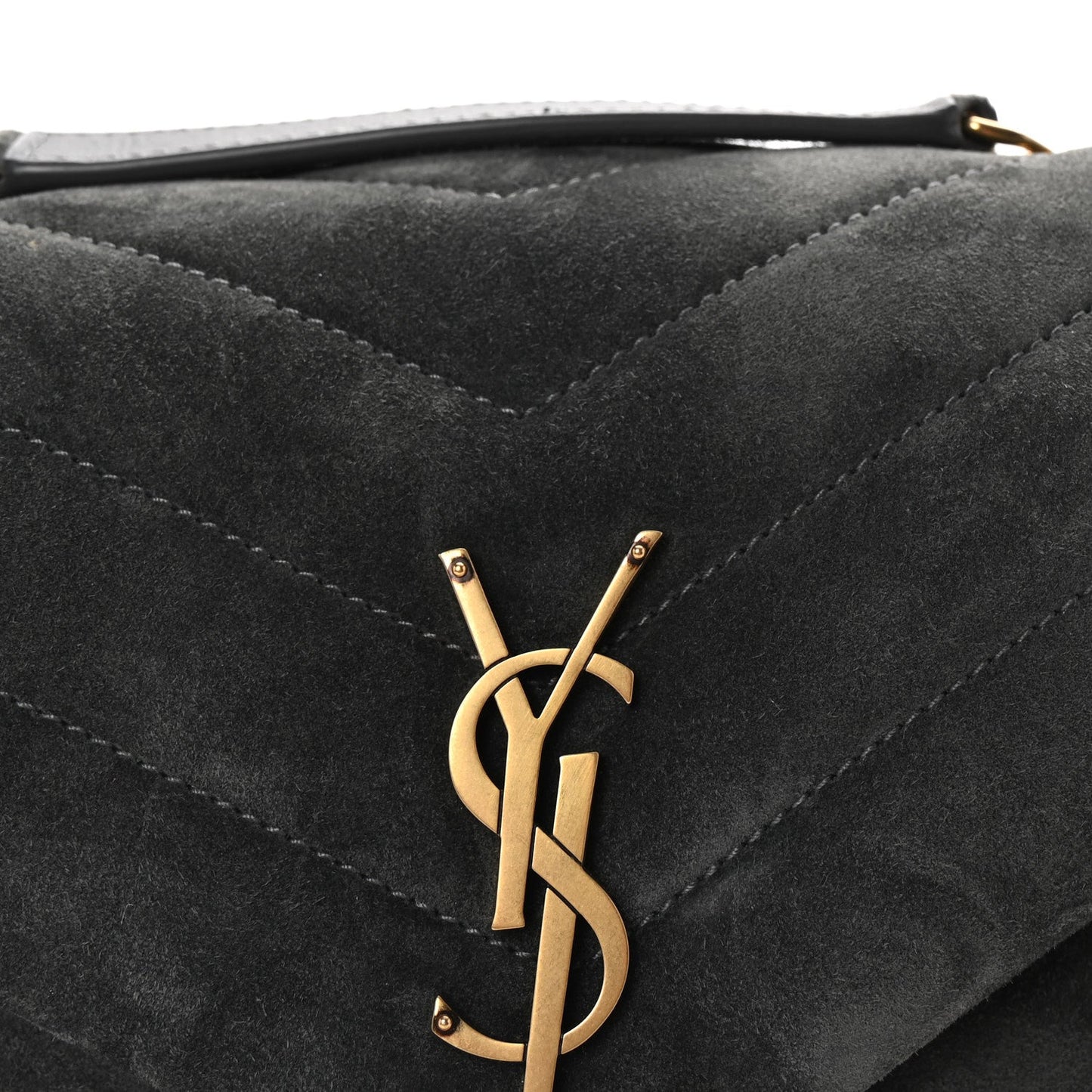 Suede Calfskin Y Quilted Monogram Small Loulou Chain Satchel Storm