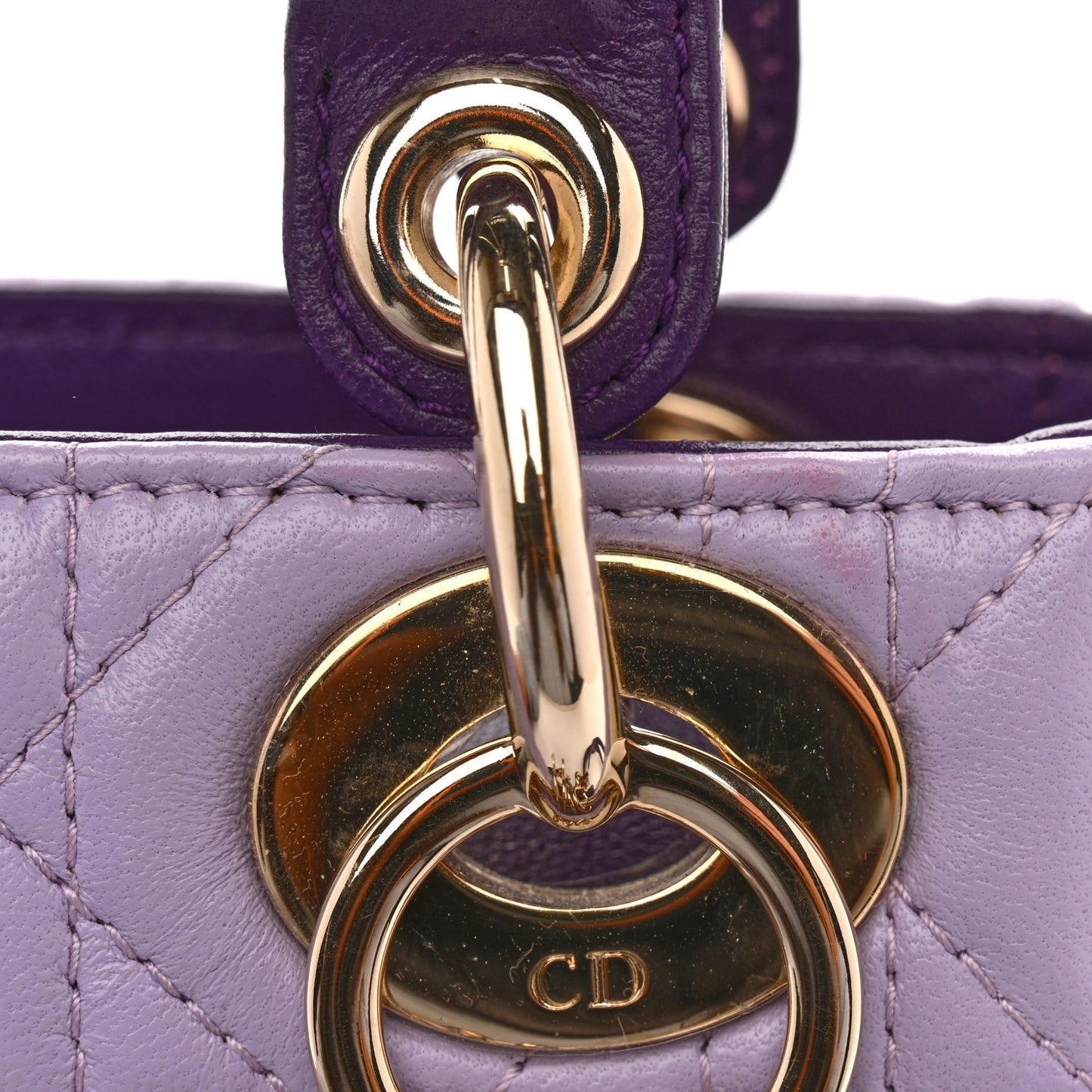 Lambskin Cannage Mini Bi-Color Lady Dior Purple Pink