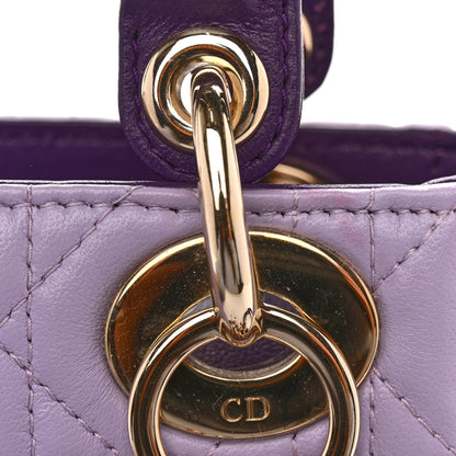 Christian Dior Lambskin Cannage Mini Bi-Color Lady Dior Purple Pink 13 of 15