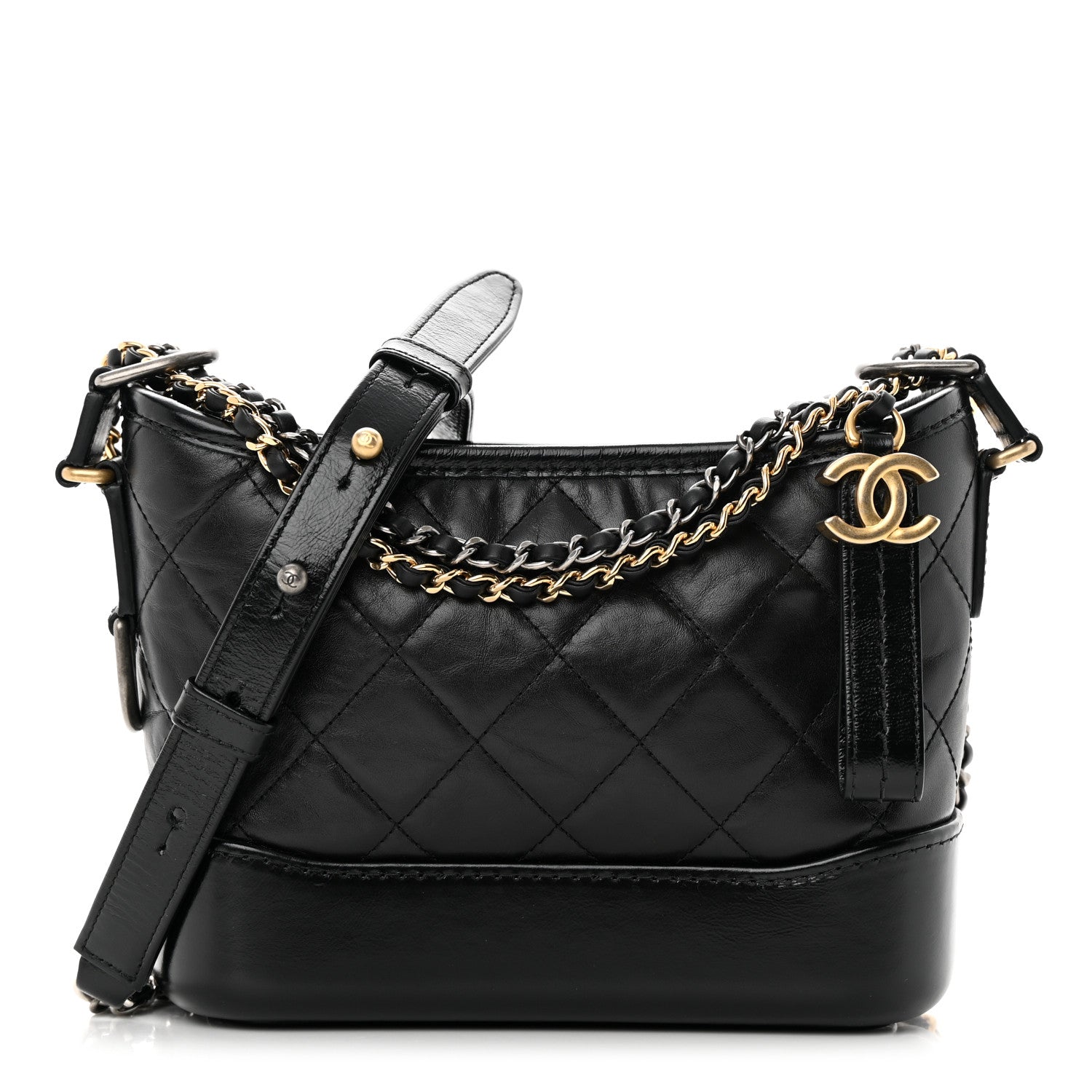 Chanel Aged Calfskin Quilted Small Gabrielle Hobo Black 1 of 11