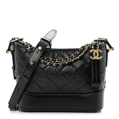 Chanel Aged Calfskin Quilted Small Gabrielle Hobo Black 1 of 11