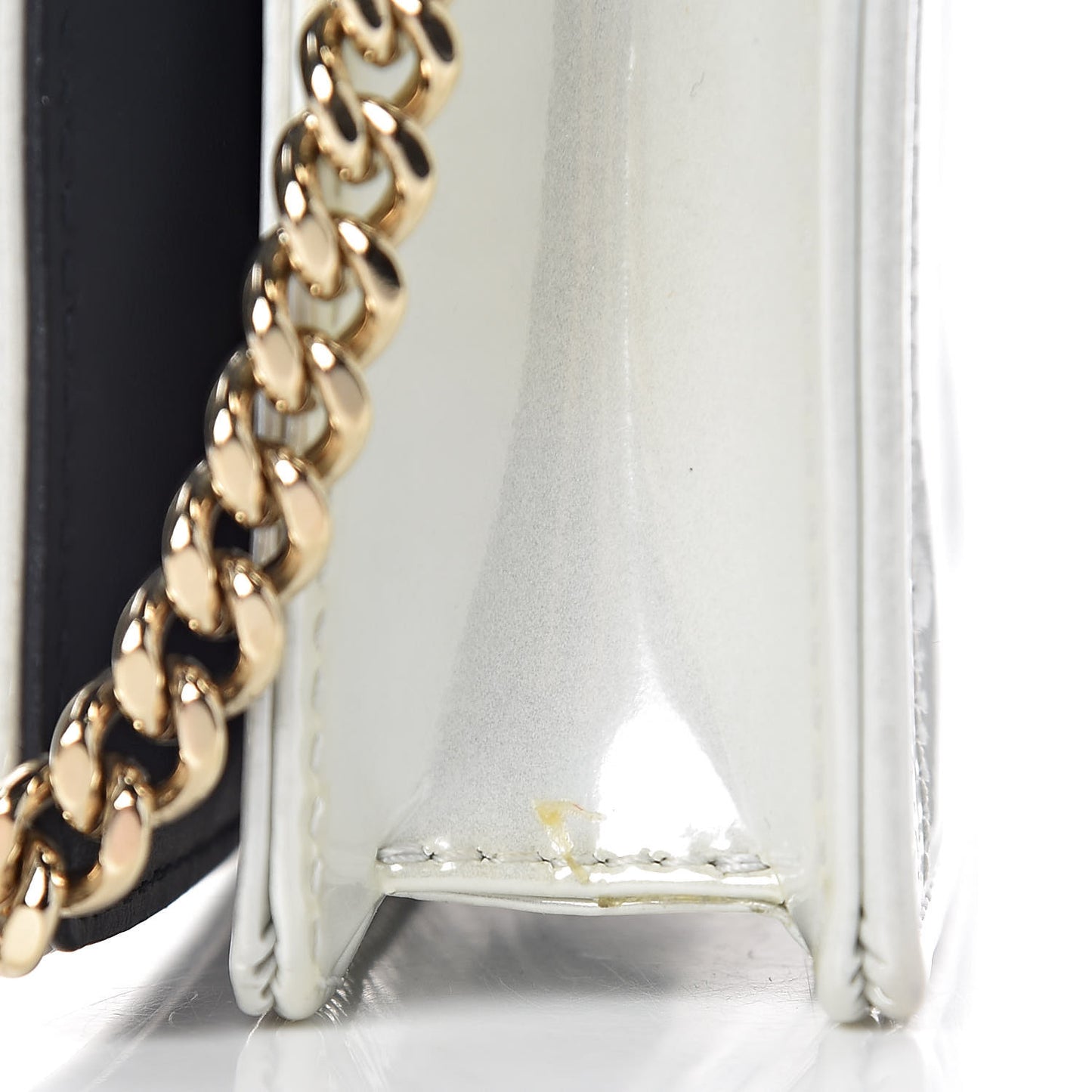 Patent Micro-Cannage Diorama Wallet on Chain Pouch White