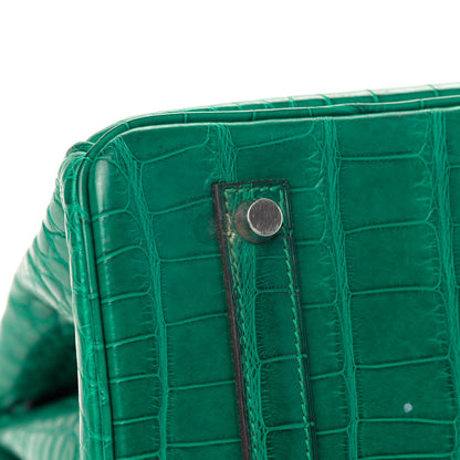 Hermes Matte Alligator Birkin 35 Malachite 11 of 18