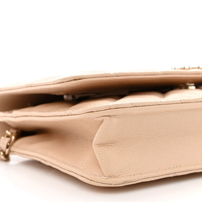 Chanel Caviar Quilted Coco Candy Wallet On Chain WOC Beige 11 of 13